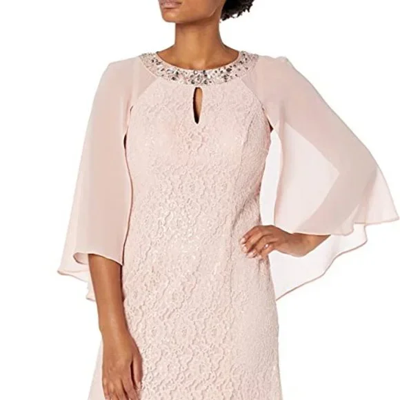 S.L. Fashions | Dresses | Sl Fashions Womens Long Sequin Dress With Capelet  Size 6 Regular Nwt | Poshmark